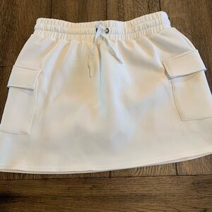 White Drawstring Skirt with Pockets